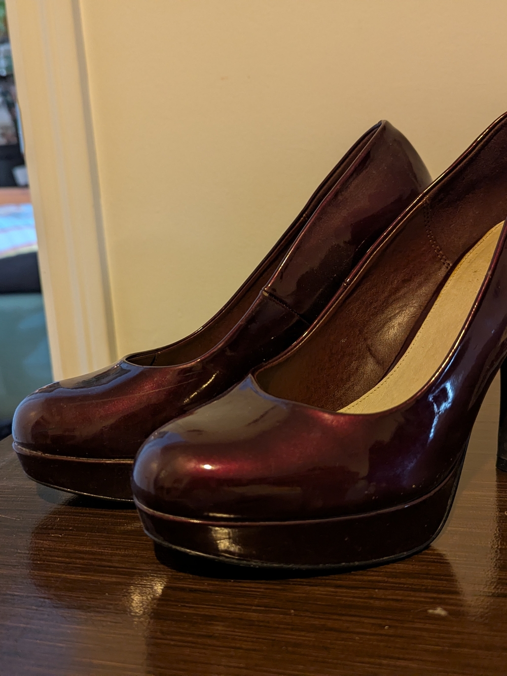 Le Château Platform High Heel Pumps in Deep Burgundy